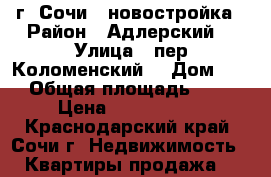                                                            г  Сочи  -новостройка › Район ­ Адлерский  › Улица ­ пер.Коломенский  › Дом ­ 1 › Общая площадь ­ 28 › Цена ­ 1 771 000 - Краснодарский край, Сочи г. Недвижимость » Квартиры продажа   